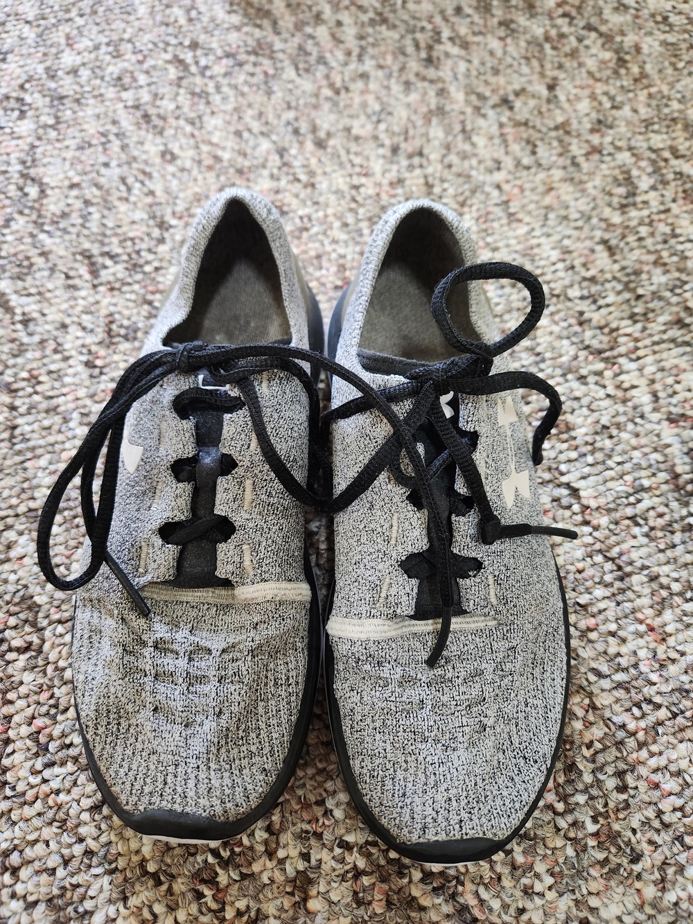Under Armour Women's Gray Knit Lace-Up Sneakers with Black Accents